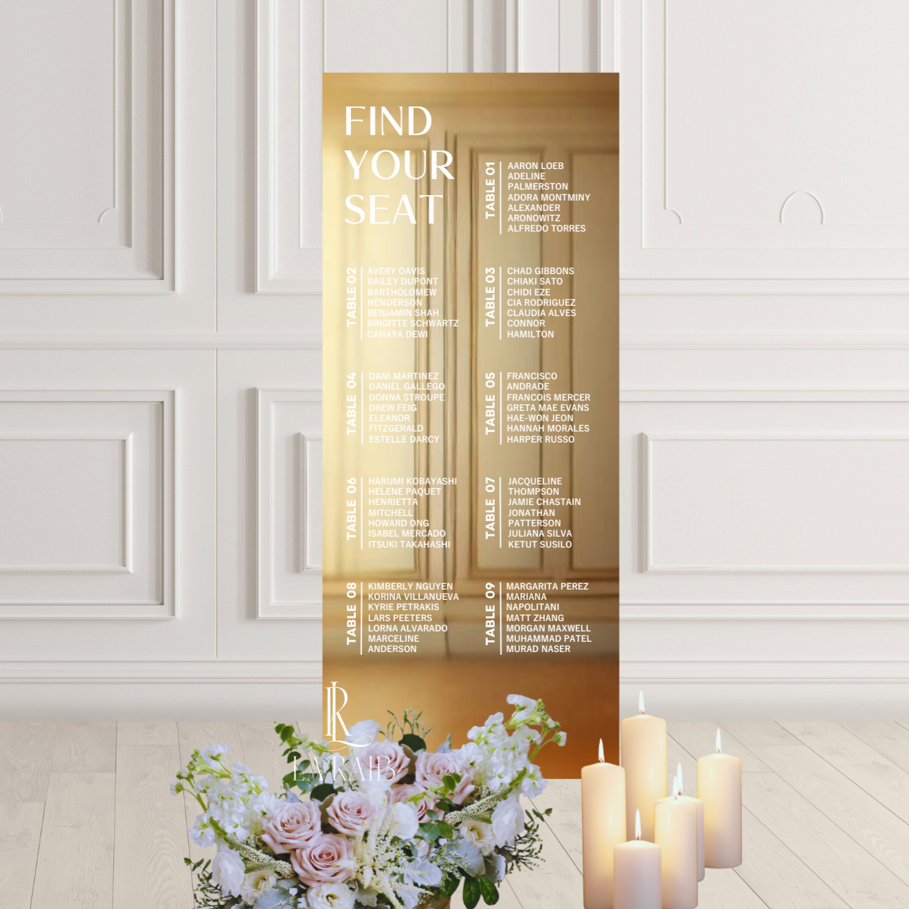 Wedding Signs Bundle - Wedding Signs Set - Welcome Sign - Seating Chart Sign - Reception Sign - Gold Mirror Signs